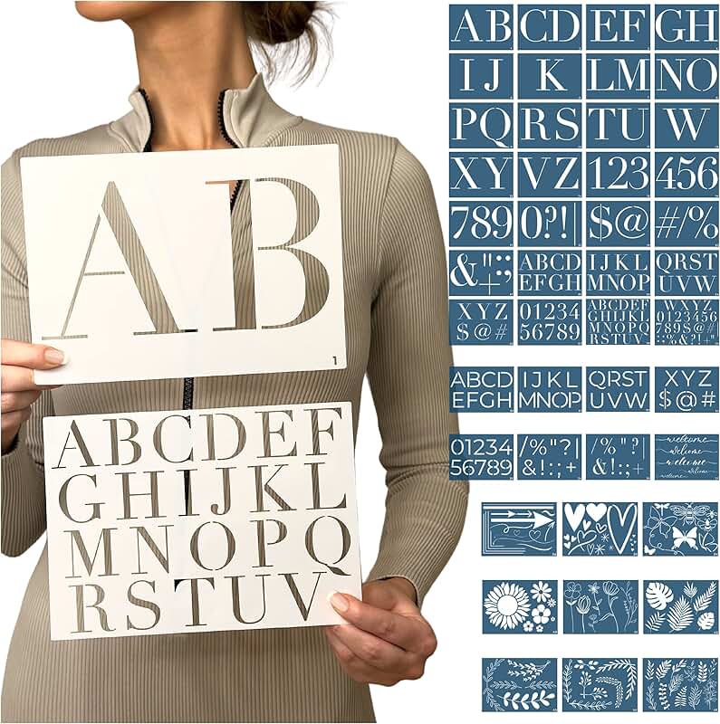 Reusable Stencil Kit with Letters, Numbers, and Designs