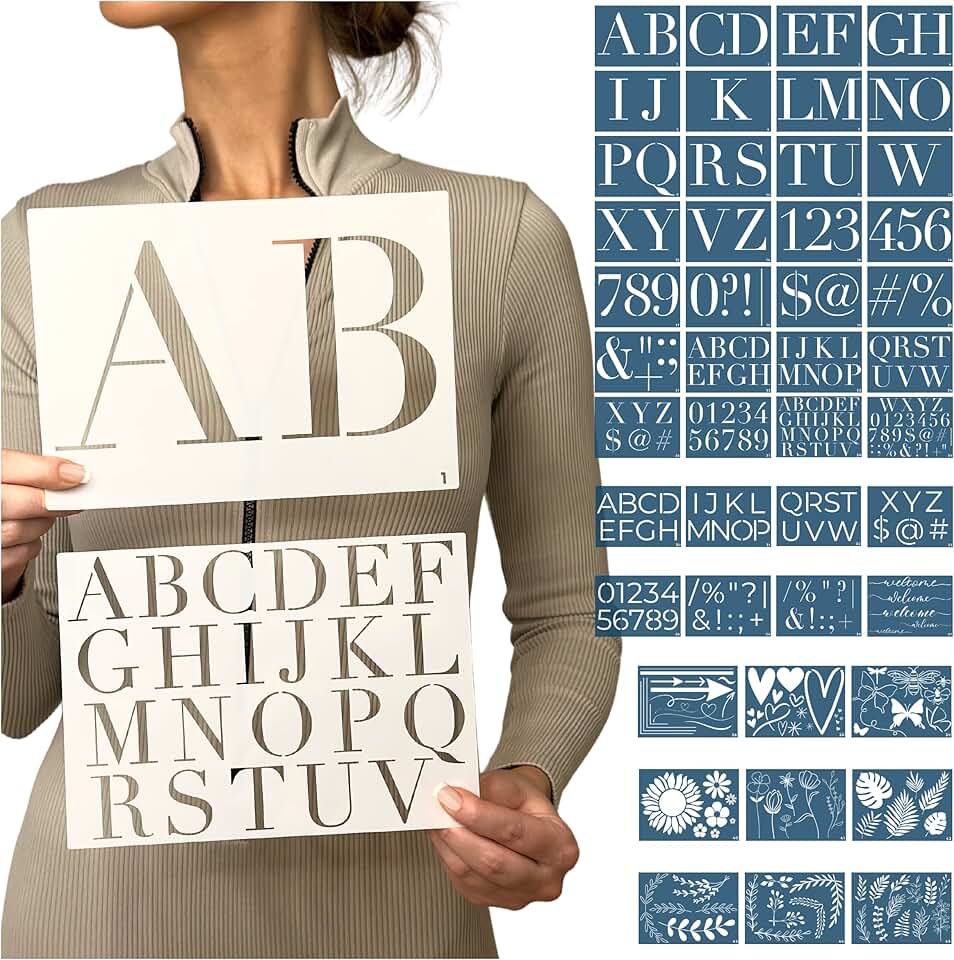 Reusable Stencil Kit with Letters, Numbers, and Designs