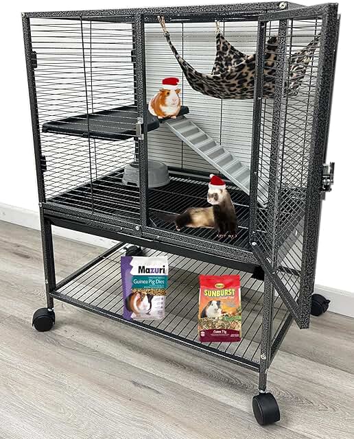 Deluxe Small Animal Cage with Water Bottle and Food Bowl