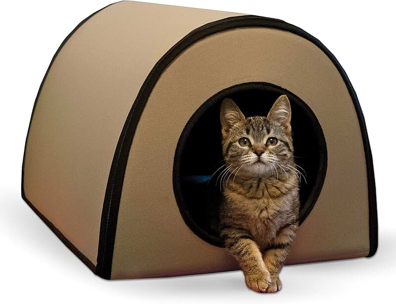 Heated Outdoor Cat House with Insulation and Waterproof Cover