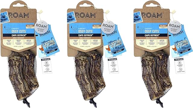 Ostrich Neck Dog Chews for Small to Medium Dogs (3 Pack)