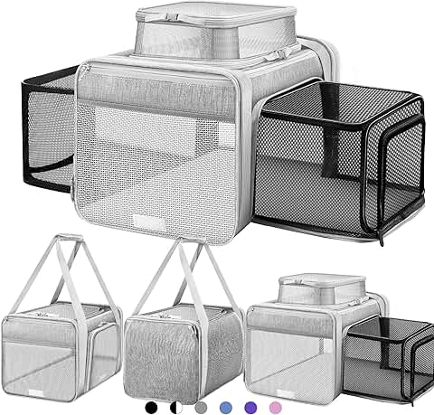 Expandable Soft Cat and Small Pet Carrier, Grey
