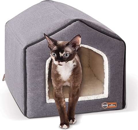 Indoor Gray and Natural Pet House, 16x15x14 inches