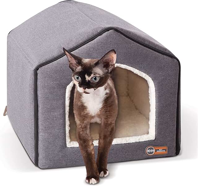 Indoor Gray and Natural Pet House, 16x15x14 inches