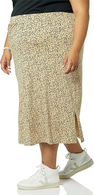 Women's Pull-On Knit Midi Skirt in Plus Size