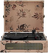 Vintage portable vinyl record player with Bluetooth and built-in speakers