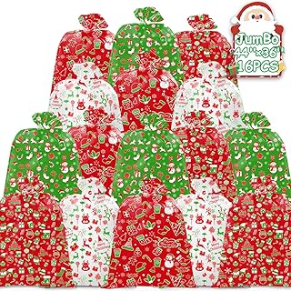 Large Waterproof Christmas Gift Bags, 16 Pack