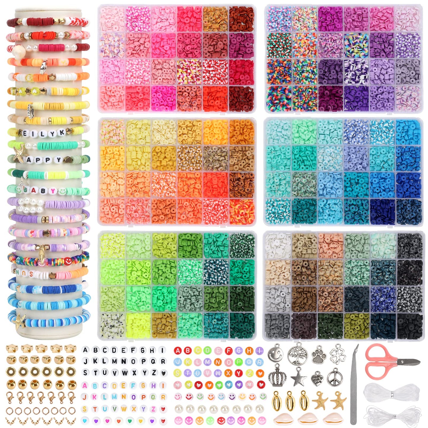 15,000 Colorful Clay Beads for Jewelry Making and Crafts