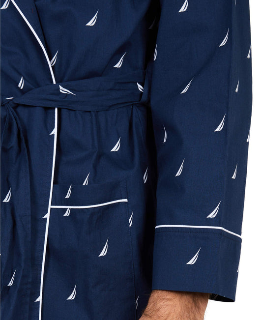 Men's Long-sleeve Lightweight Cotton Woven-robe bathrobes, Peacoat, Large-X-Large US