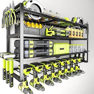 Heavy Duty Wall Mount Power Tool Organizer with Drill Holders