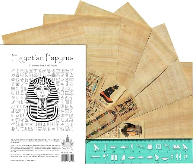 Egyptian Papyrus Art Paper Set with Stencil and Bookmarks