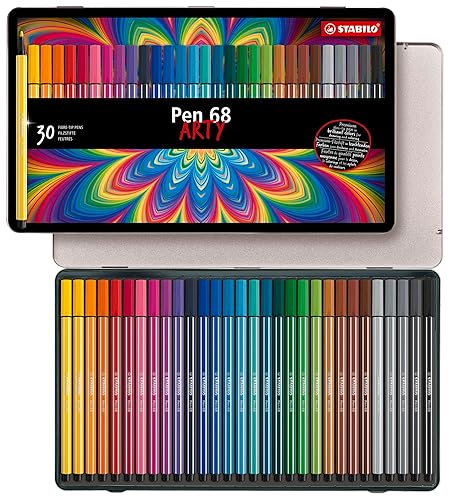 Set of 30 assorted fine tip fiber-tip pens