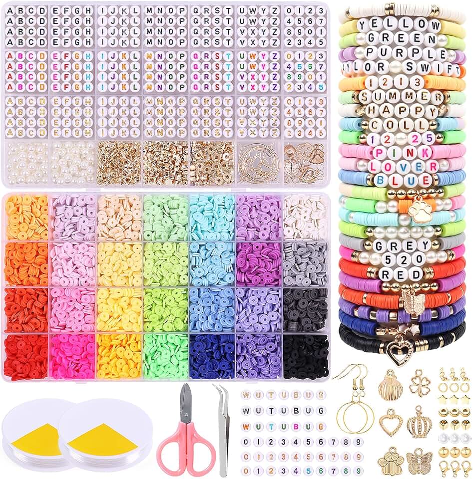 7000-Piece Friendship Bracelet Making Kit with Alphabet Beads