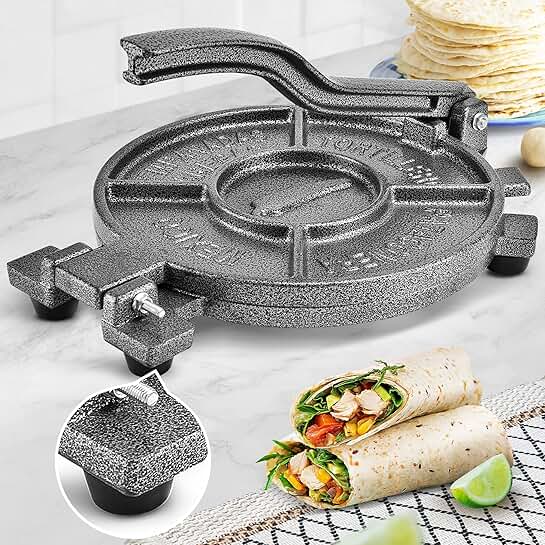 10.4-inch Cast Iron Tortilla Press with 100 Parchment Papers