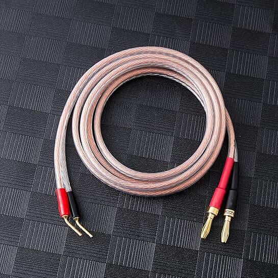 2 Pack Pin to Banana Speaker Cable, 14 AWG OFC, 5M