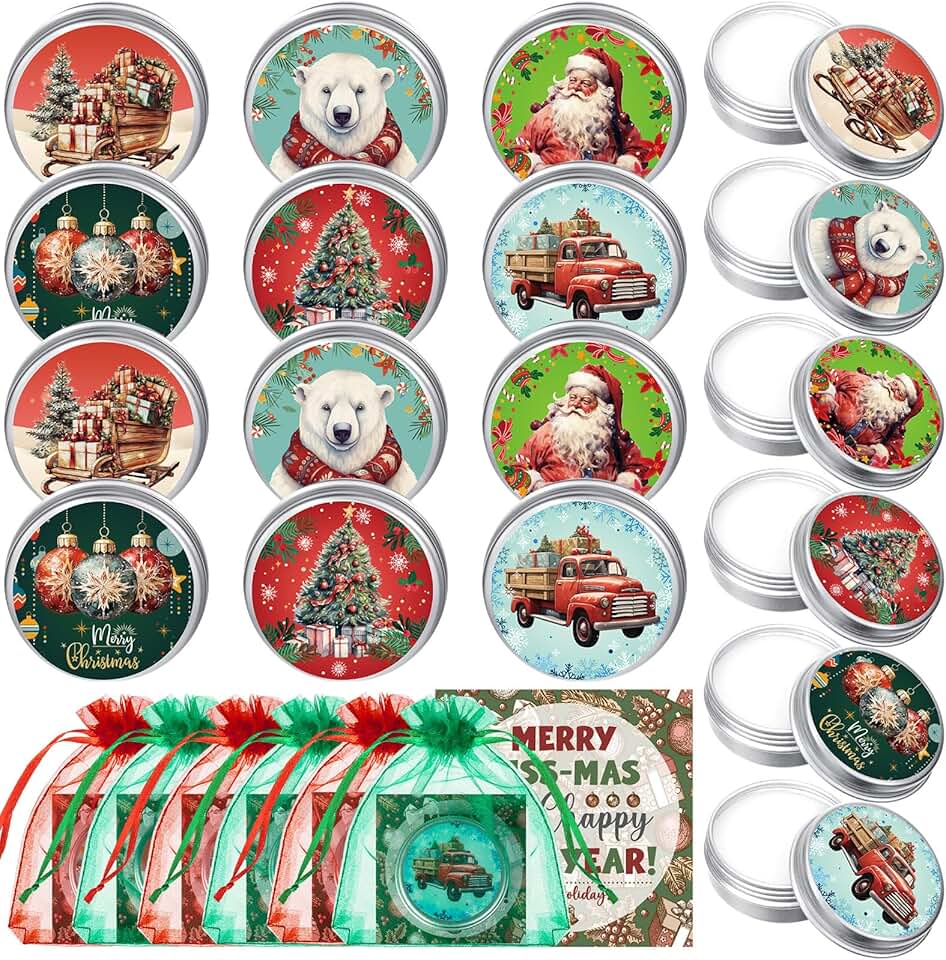 48 Christmas Lip Balm Set with Bag and Card