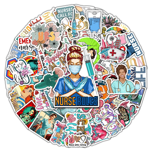 50 Waterproof Nurse Stickers for Laptop and Water Bottles