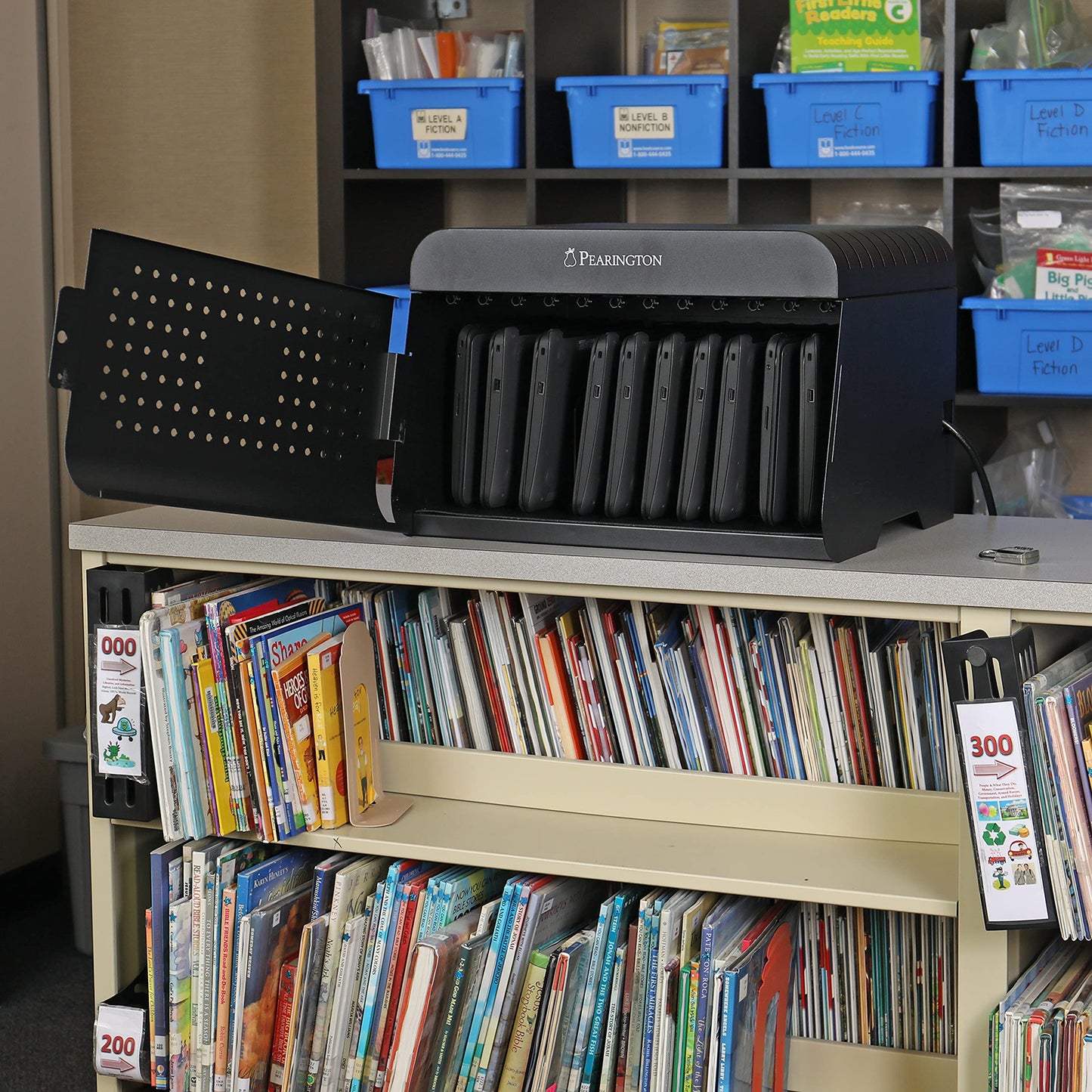 12 Device Portable Charging Station for Tablets, iPads, Chromebooks, and Laptop Computers with Lock, Surge Protection, for Classroom or Office