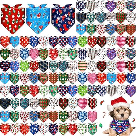 120 Pcs Christmas Dog Bandanas for Pets