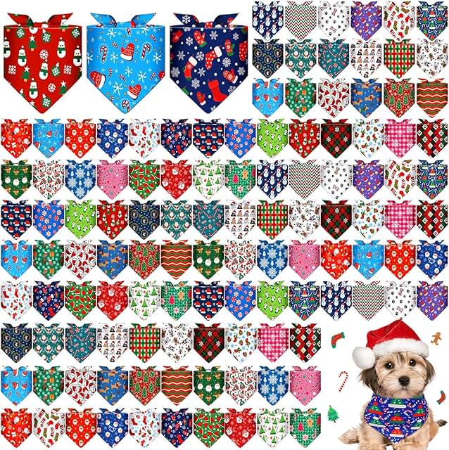 120 Pcs Christmas Dog Bandanas for Pets