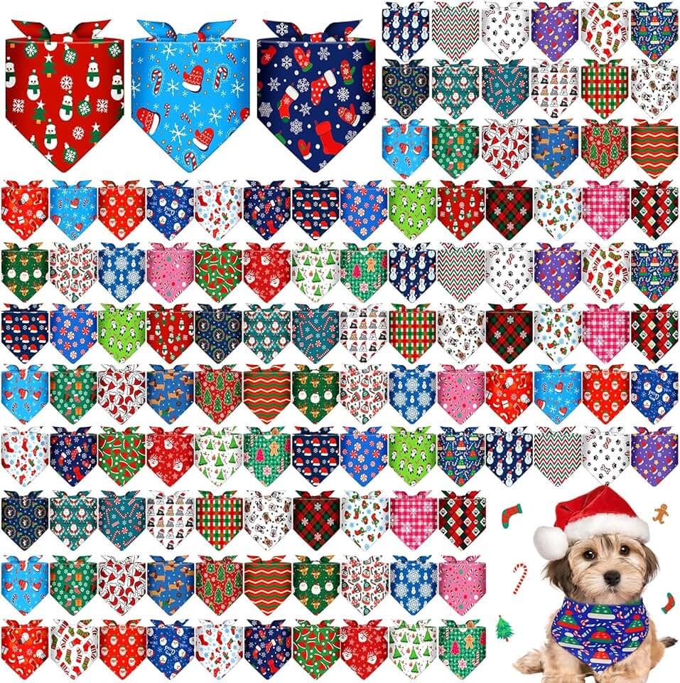 120 Pcs Christmas Dog Bandanas for Pets