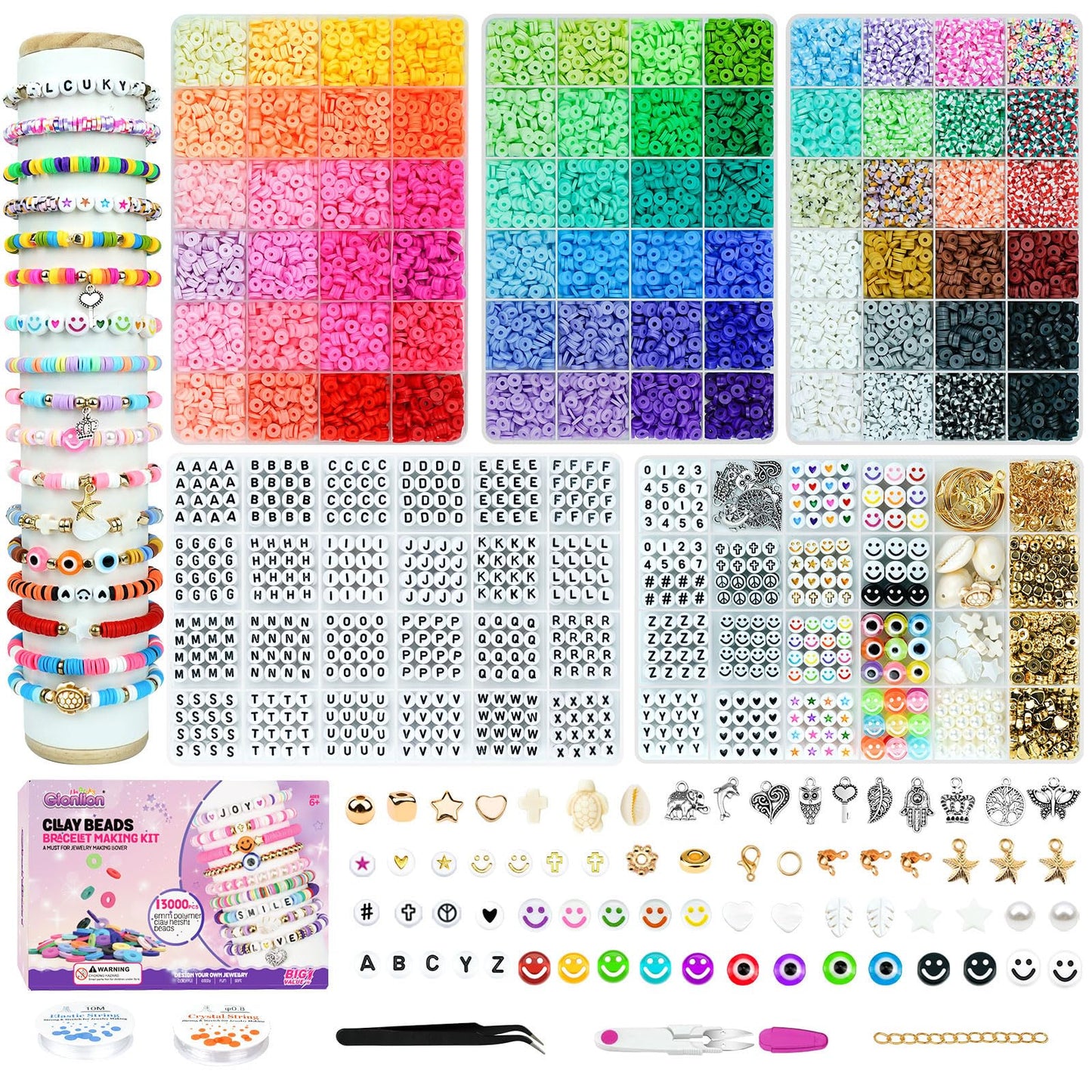 Complete Clay Beads Friendship Bracelet Making Kit for DIY Jewelry