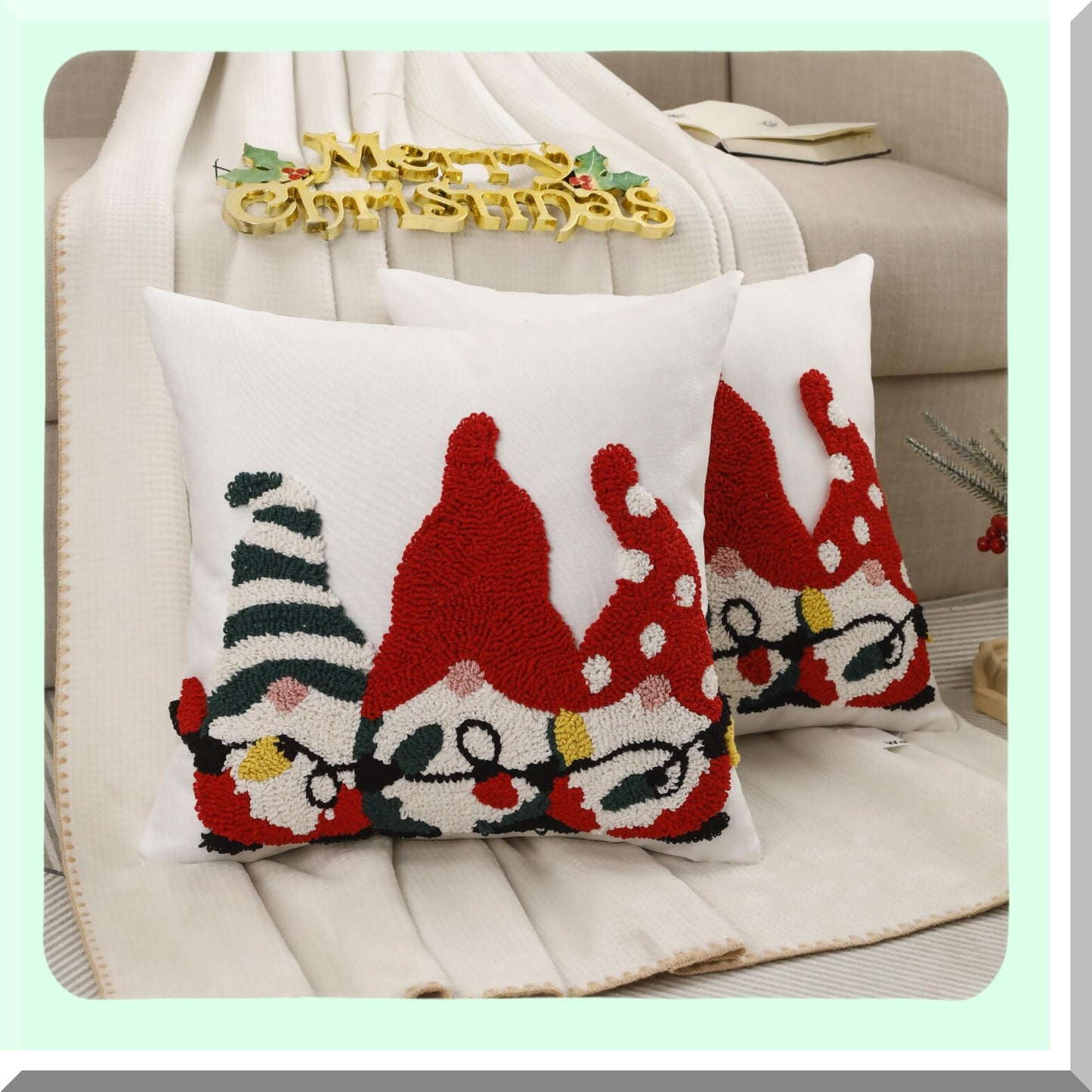 Winter Wonderland Pillow Covers - Set of 2 Festive Claus Throw Pillow Covers 18x18 Inch for Party Decorations & Holiday Home Decor - Soft Cushion Cases for Sofa, Couch, Bed & Living Room