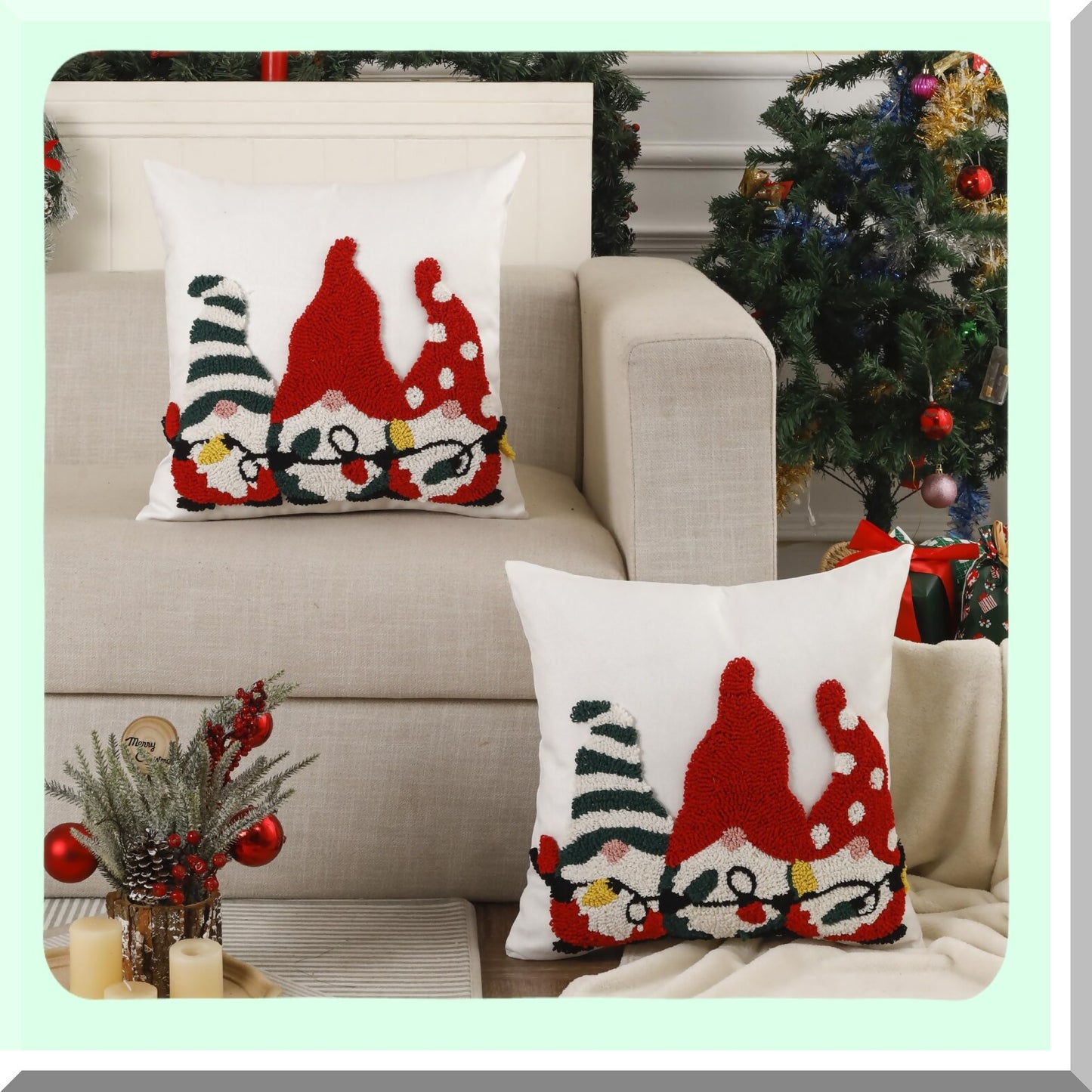 Winter Wonderland Pillow Covers - Set of 2 Festive Claus Throw Pillow Covers 18x18 Inch for Party Decorations & Holiday Home Decor - Soft Cushion Cases for Sofa, Couch, Bed & Living Room