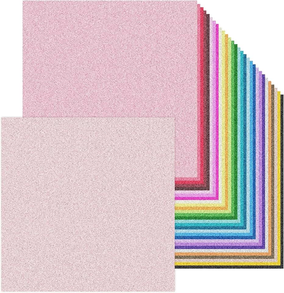 12x12 Inch Double-Side Glitter Cardstock, 30 Colors