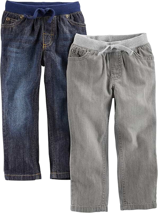 Baby Boys' Two-Pair Pull-On Denim Pants
