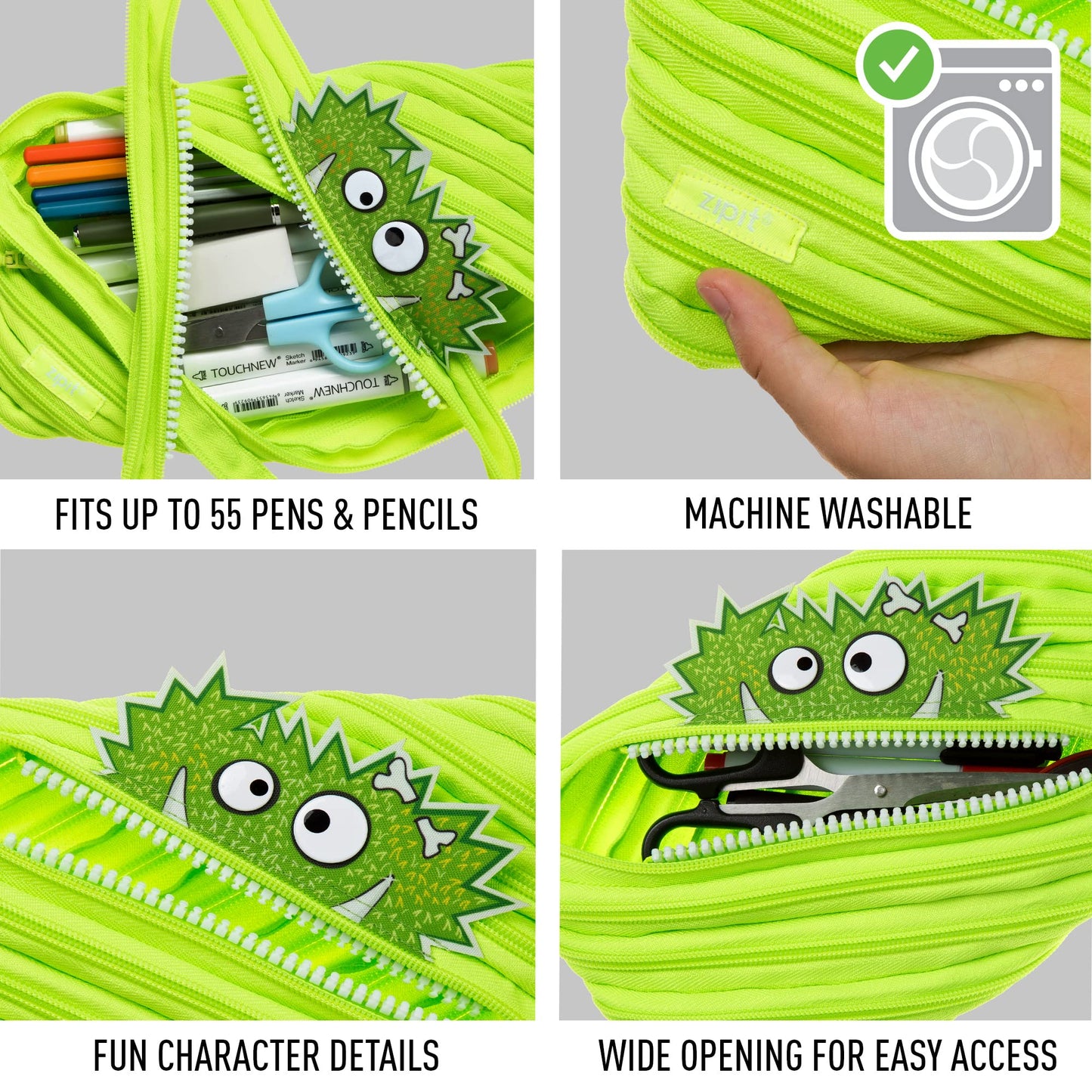 Large Green Monster Pencil Case for Kids
