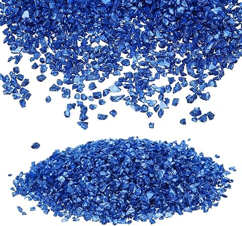 Dark Blue Crushed Glass Glitter Chips for Crafts, 7 oz