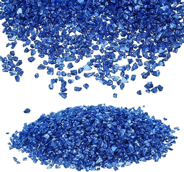 Dark Blue Crushed Glass Glitter Chips for Crafts, 7 oz