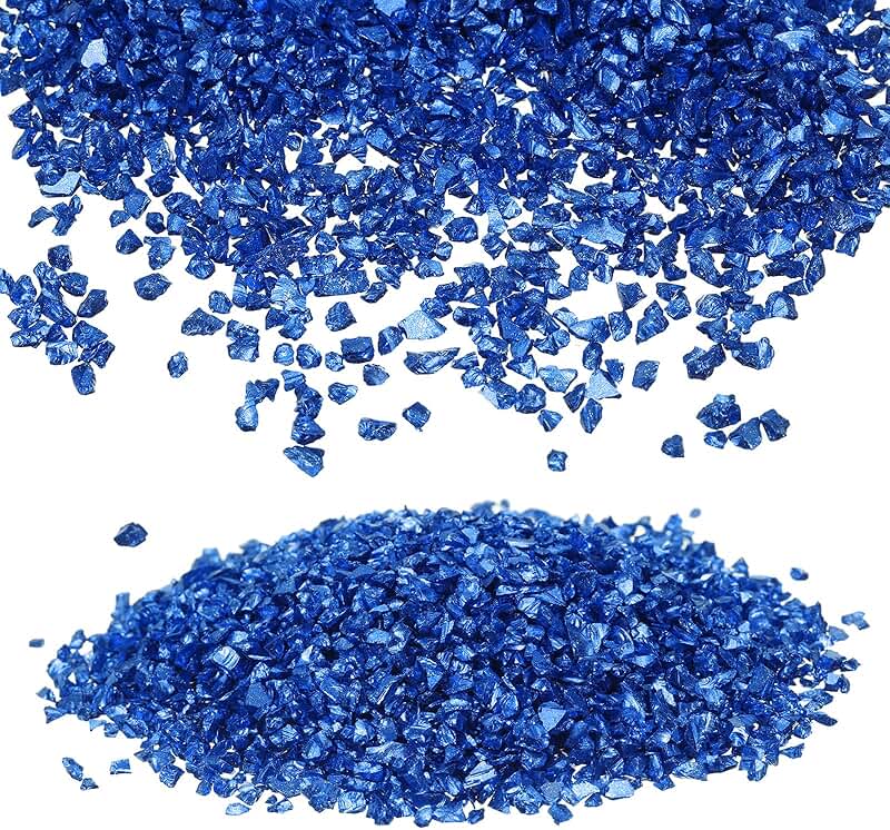Dark Blue Crushed Glass Glitter Chips for Crafts, 7 oz