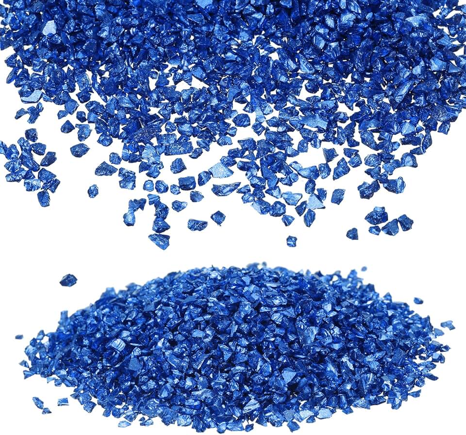Dark Blue Crushed Glass Glitter Chips for Crafts, 7 oz