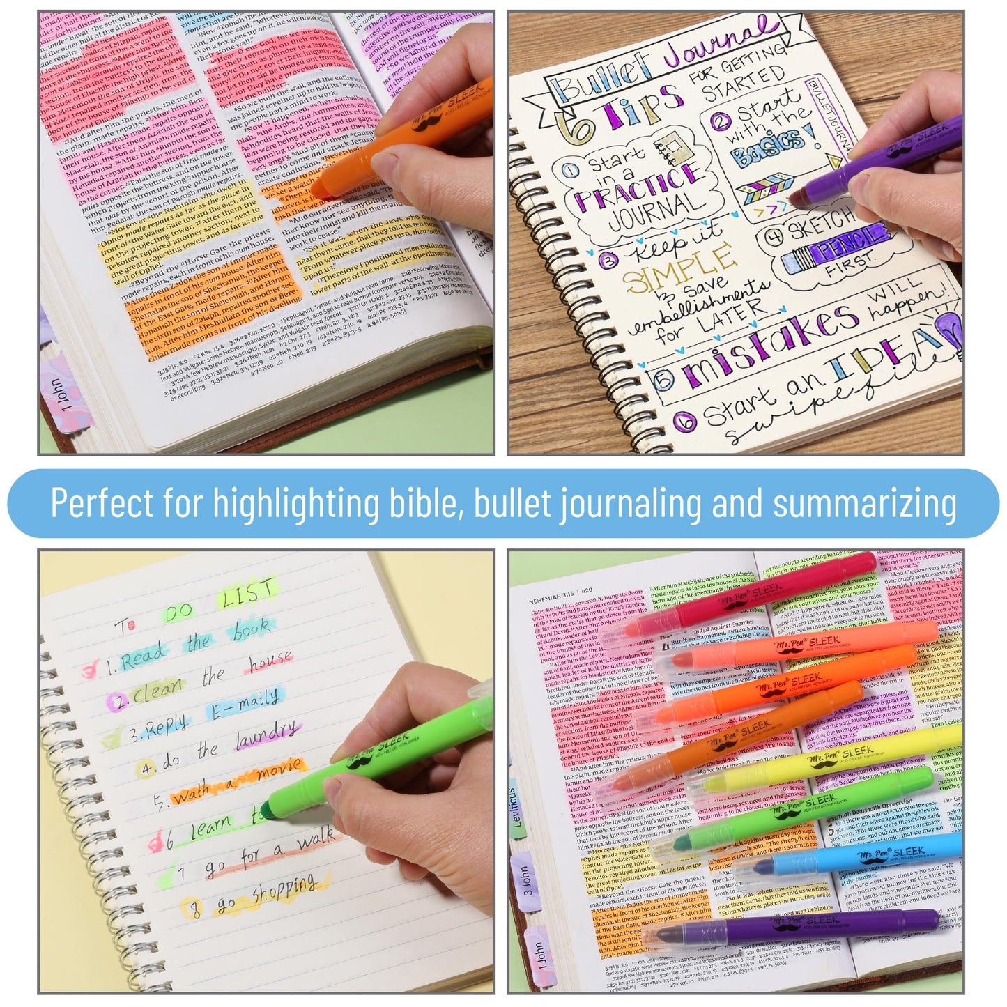Assorted Color Gel Highlighters, Pack of 8