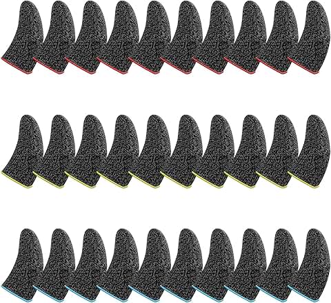 30-Pack Thin Silver Fiber Finger Sleeves for Gaming