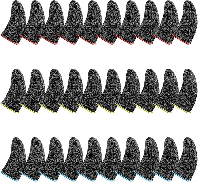 30-Pack Thin Silver Fiber Finger Sleeves for Gaming