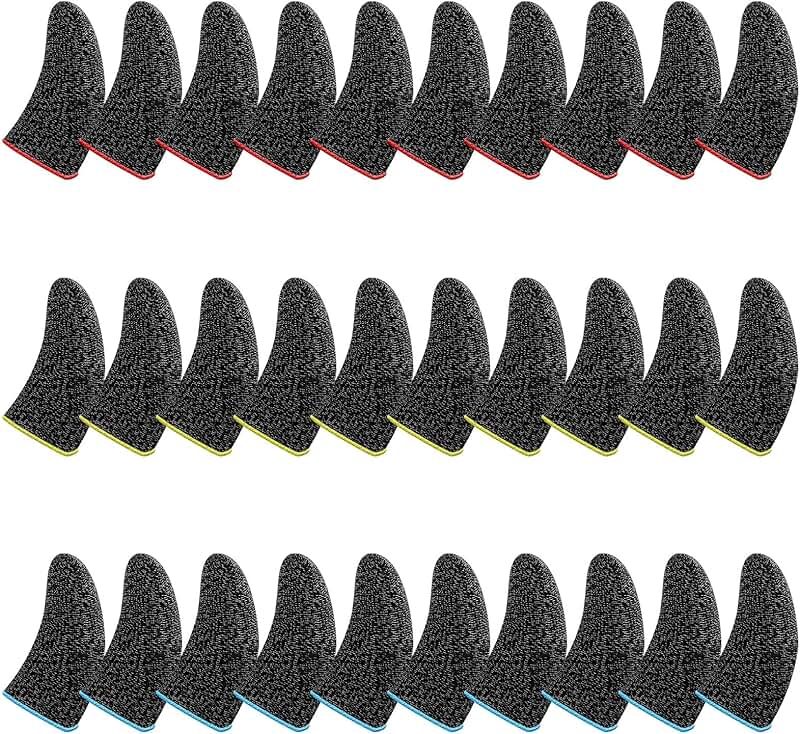 30-Pack Thin Silver Fiber Finger Sleeves for Gaming