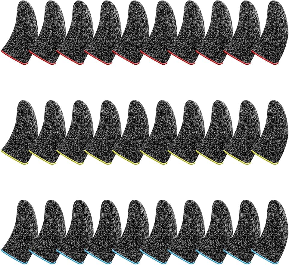 30-Pack Thin Silver Fiber Finger Sleeves for Gaming