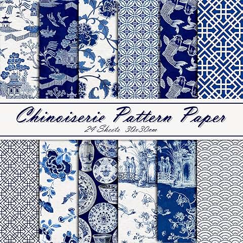 24 Sheets Chinoiserie Pattern Paper for Crafts