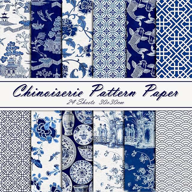 24 Sheets Chinoiserie Pattern Paper for Crafts