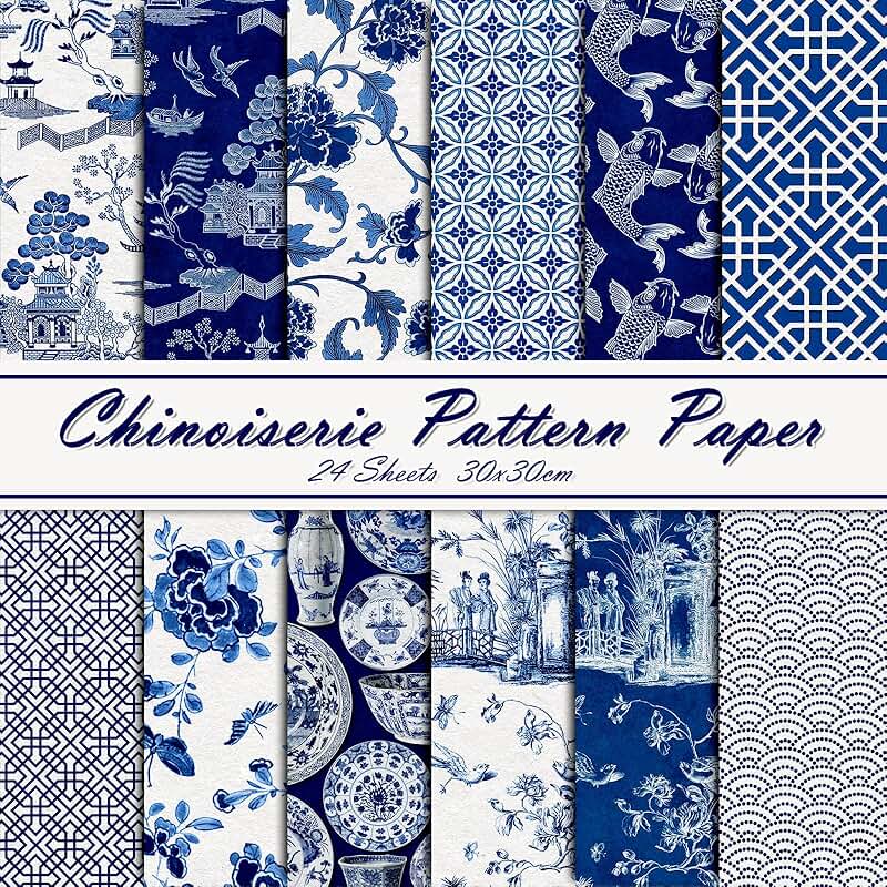 24 Sheets Chinoiserie Pattern Paper for Crafts