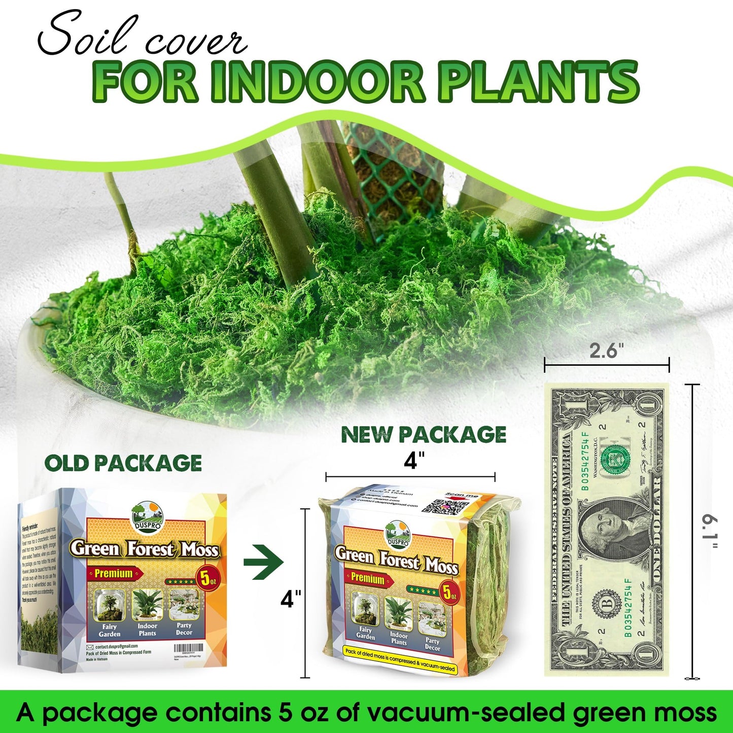 Artificial Green Moss for Decor, 140g