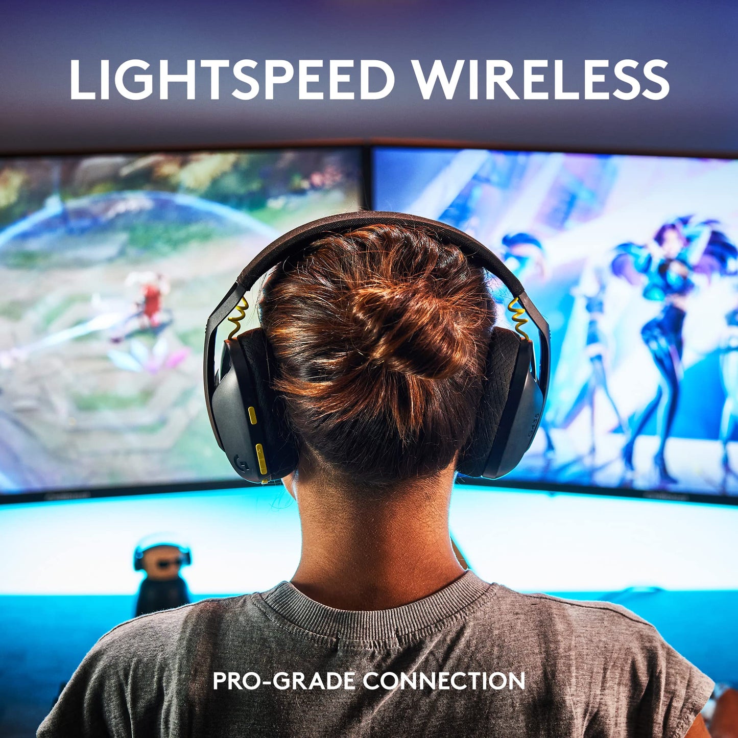 435 LIGHTSPEED and Bluetooth Wireless Gaming Headset - Lightweight over-ear headphones, built-in mics, 18h battery, compatible with Dolby Atmos, PC, PS4, PS5, Nintendo Switch, Mobile - Black