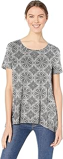 Women's Relaxed Short-Sleeve Scoopneck Swing T-shirt, Grey Heather, Medium