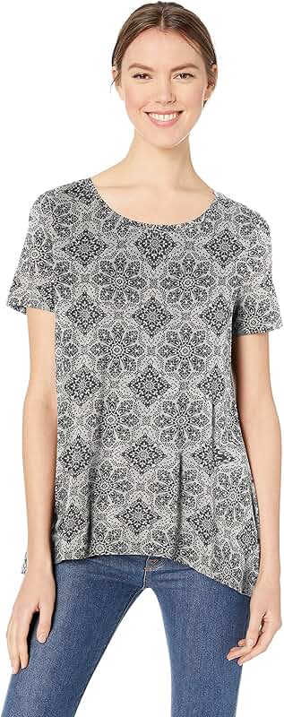 Women's Relaxed Short-Sleeve Scoopneck Swing T-shirt, Grey Heather, Medium