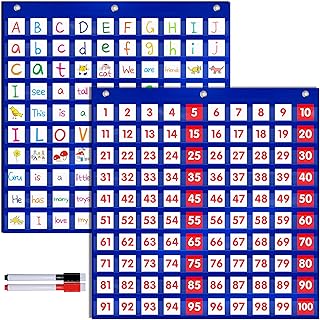 Hundred Pocket Charts with 200 Flash Cards for Classroom Learning