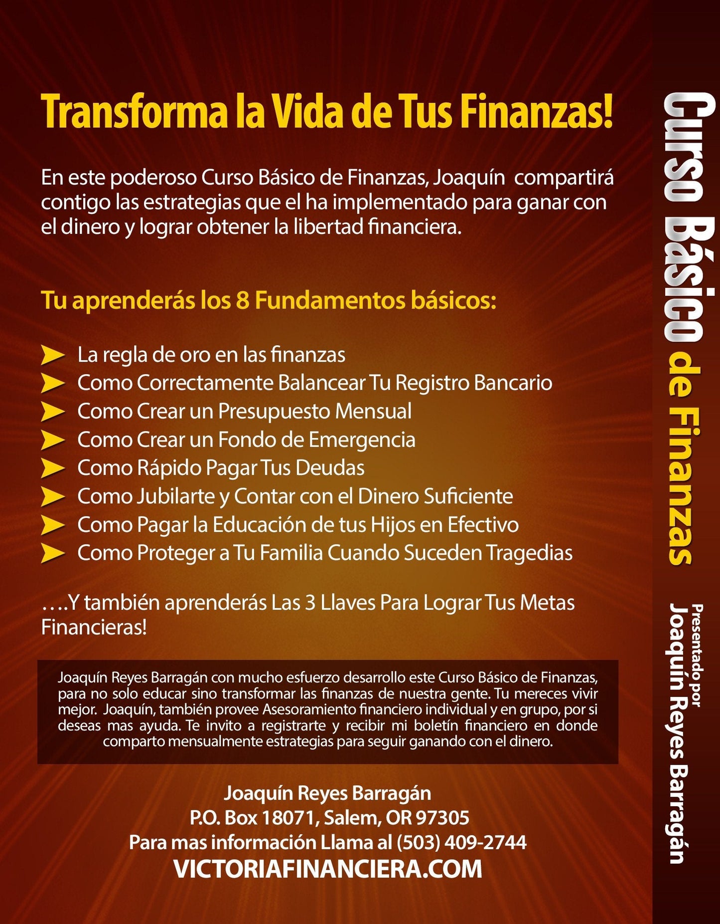 Curso Bsico De Finanzas: Los 8 Fundamentos Bsicos Que Todo Adulto Debe Saber Para Poder Ganar Con El Dinero. (Audio Cd) - September 28, 2014. (Spanish)
