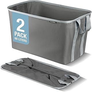 Collapsible Laundry Basket Hamper, 2-Pack, Gray, 60L
